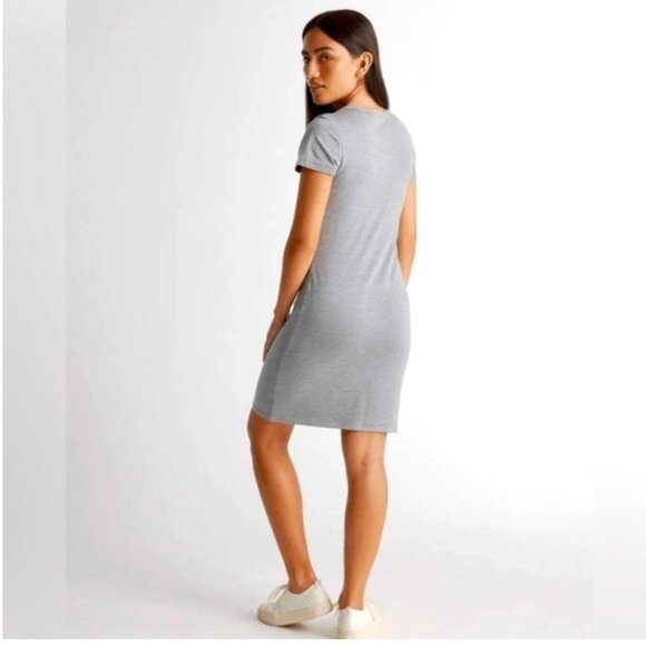 QUINCE Womens T Shirt Dress sz Medium Gray Crew Neck Short Sleeve Stretch - Picture 2 of 6